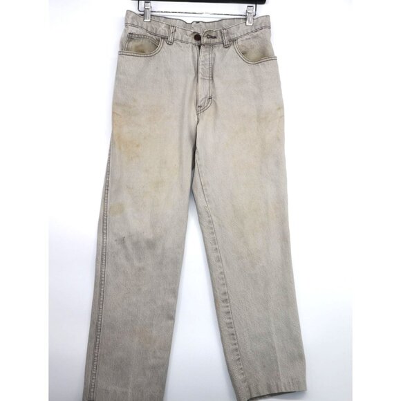 Retro Sasson Mens Light Faded Denim Jeans 1980s Vintage Straight Leg Distressed - Picture 1 of 14